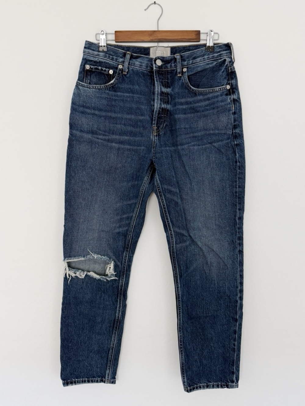 Everlane Straight Leg High Waisted Distressed The Cheeky Jean